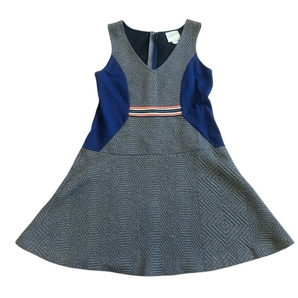 Maeve Anthropologie Ludlow Grey Quilted Dress Navy A-Line Size Small Women's - Picture 1 of 11